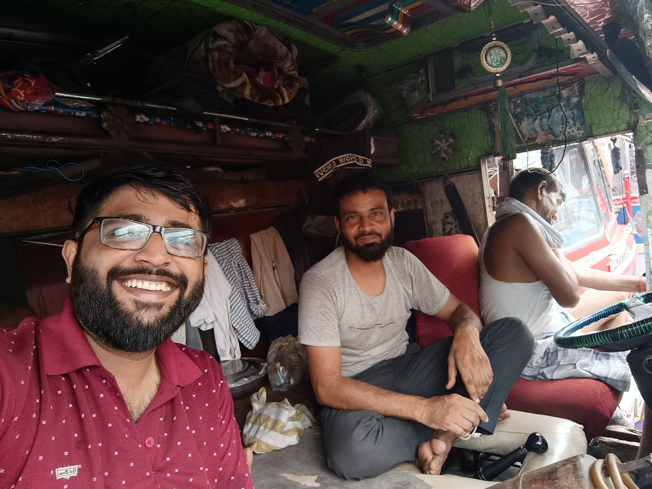 With drivers at the truck yard