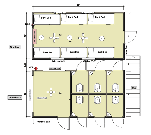 Standard 20ft module layout
